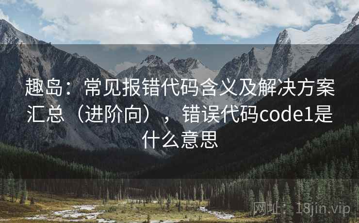 趣岛：常见报错代码含义及解决方案汇总（进阶向），错误代码code1是什么意思