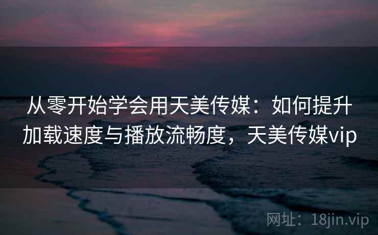 从零开始学会用天美传媒:如何提升加载速度与播放流畅度,天美传媒vip 从零开始学会用天美传媒:如何提升加载速度与播放流畅度,天美传媒vip