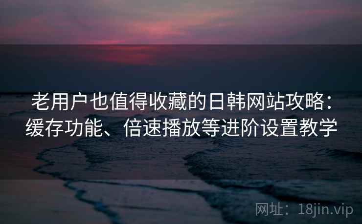 老用户也值得收藏的日韩网站攻略：缓存功能、倍速播放等进阶设置教学